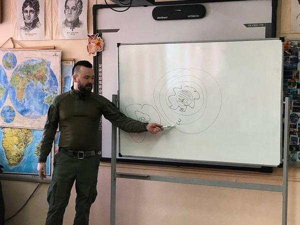 Инструктор объясняет алгоритм у доски