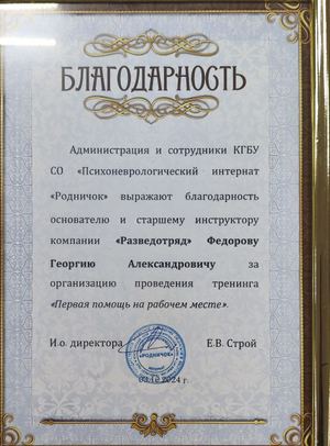 Интернат «Родничок» — тренинг «Первая помощь», 2024